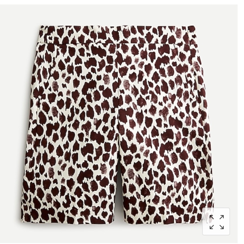 J.Crew Slim Bermuda Short In Giraffe Printed Stretch Chino-Brown/Cream- Size 10